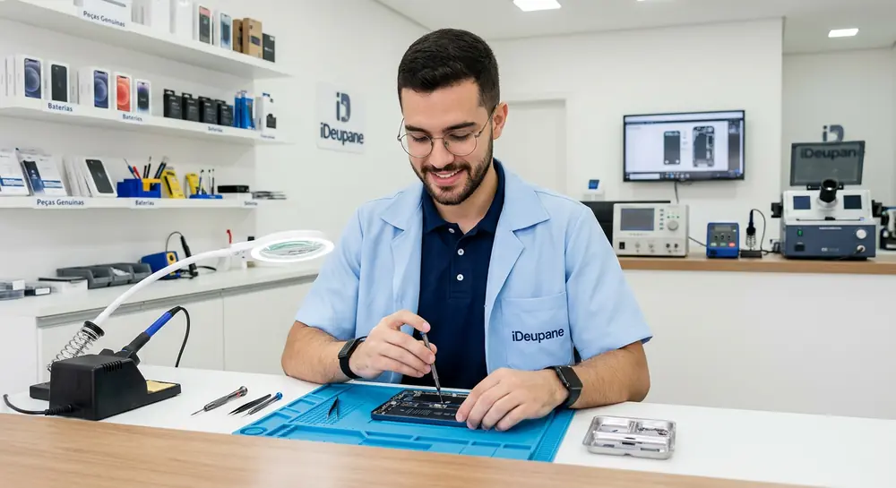 Técnico especializado iDeupane realizando reparo
